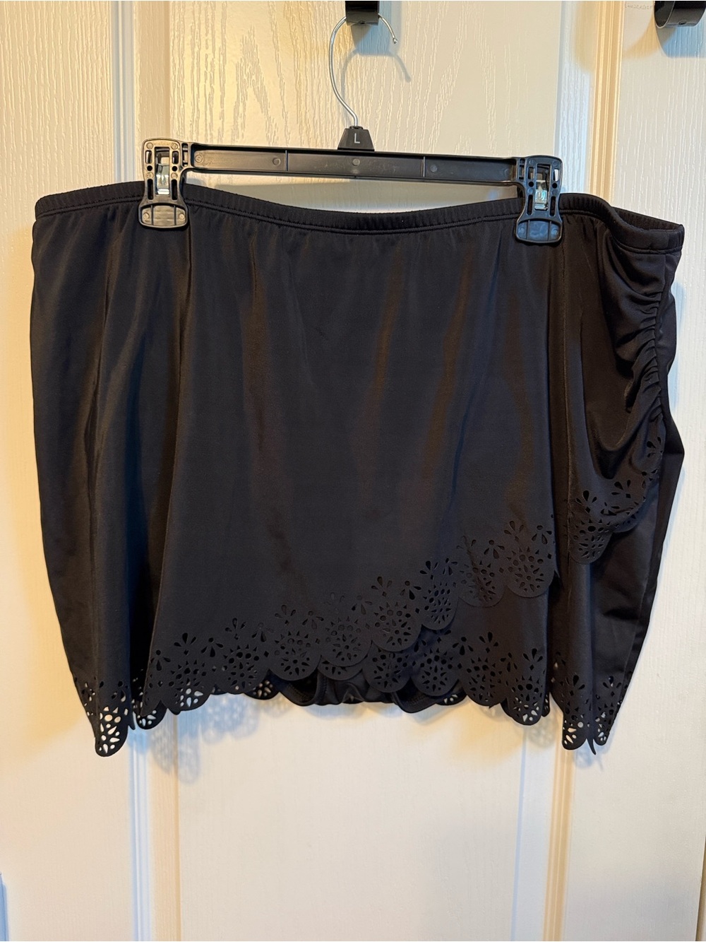Cacique Black Swim Skirtini with Laser-Cut Hem